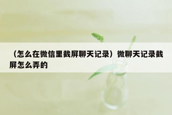 （怎么在微信里截屏聊天记录）微聊天记录截屏怎么弄的