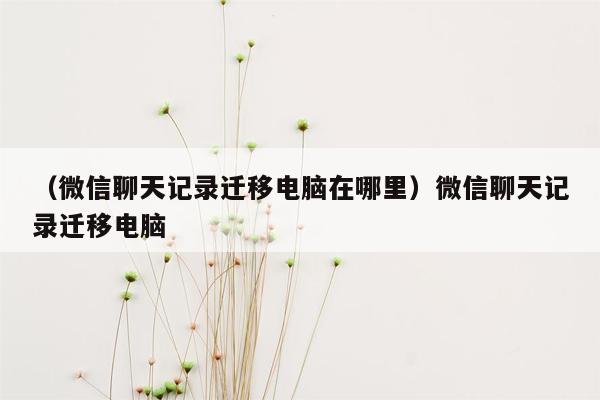 （微信聊天记录迁移电脑在哪里）微信聊天记录迁移电脑