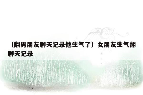 （翻男朋友聊天记录他生气了）女朋友生气翻聊天记录