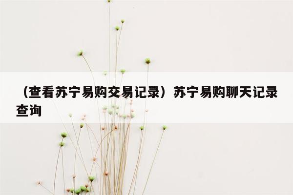 （查看苏宁易购交易记录）苏宁易购聊天记录查询