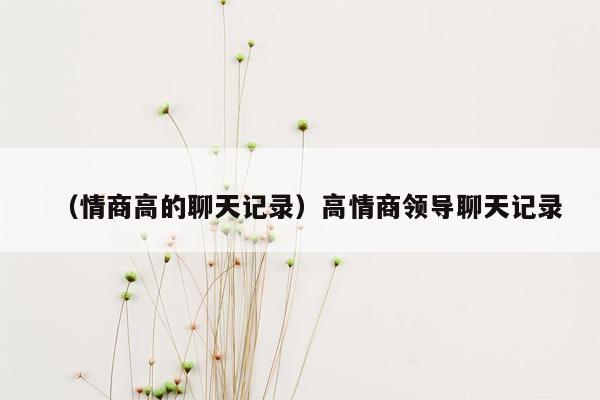 （情商高的聊天记录）高情商领导聊天记录