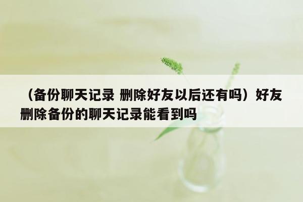 （备份聊天记录 删除好友以后还有吗）好友删除备份的聊天记录能看到吗