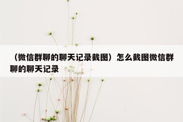 （微信群聊的聊天记录截图）怎么截图微信群聊的聊天记录