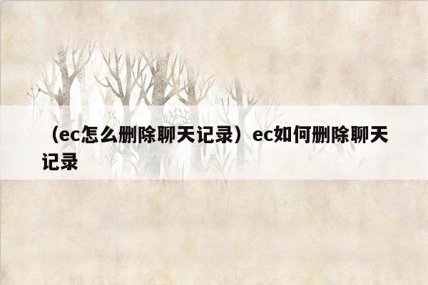 （ec怎么删除聊天记录）ec如何删除聊天记录