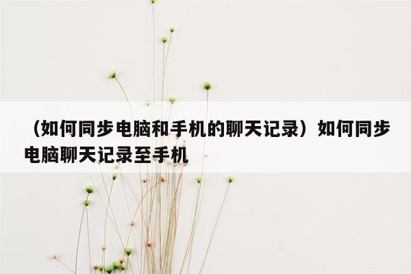 （如何同步电脑和手机的聊天记录）如何同步电脑聊天记录至手机