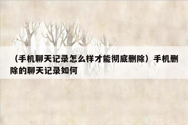 （手机聊天记录怎么样才能彻底删除）手机删除的聊天记录如何