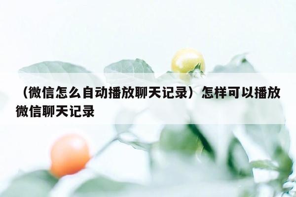 （微信怎么自动播放聊天记录）怎样可以播放微信聊天记录