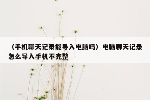 （手机聊天记录能导入电脑吗）电脑聊天记录怎么导入手机不完整