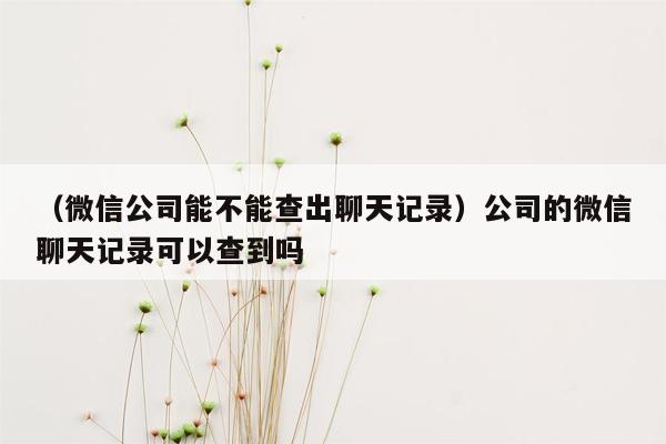 （微信公司能不能查出聊天记录）公司的微信聊天记录可以查到吗