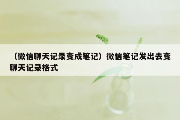 （微信聊天记录变成笔记）微信笔记发出去变聊天记录格式