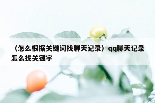 （怎么根据关键词找聊天记录）qq聊天记录怎么找关键字