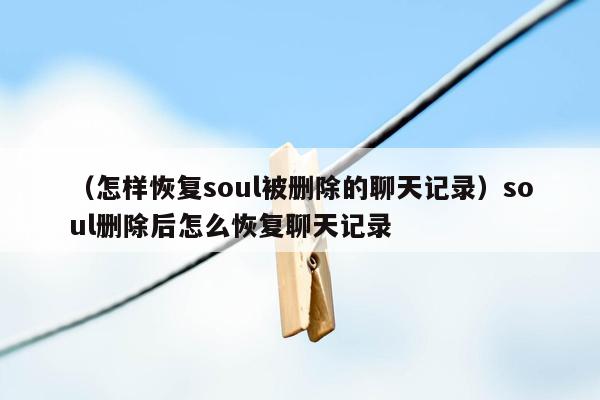 （怎样恢复soul被删除的聊天记录）soul删除后怎么恢复聊天记录