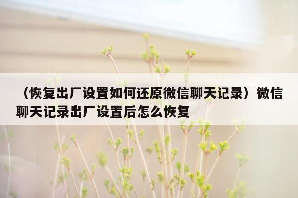 （恢复出厂设置如何还原微信聊天记录）微信聊天记录出厂设置后怎么恢复