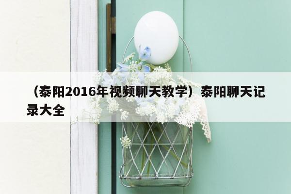 （泰阳2016年视频聊天教学）泰阳聊天记录大全