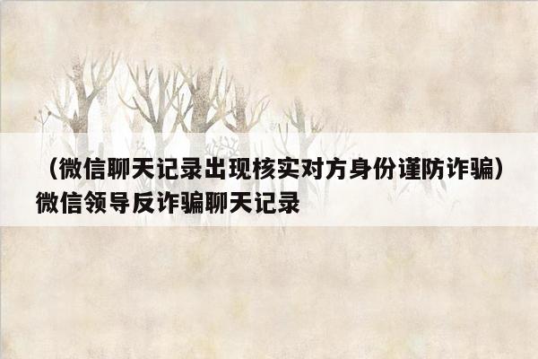 （微信聊天记录出现核实对方身份谨防诈骗）微信领导反诈骗聊天记录