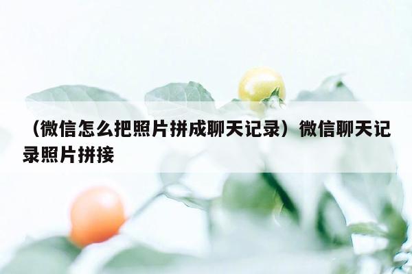 （微信怎么把照片拼成聊天记录）微信聊天记录照片拼接