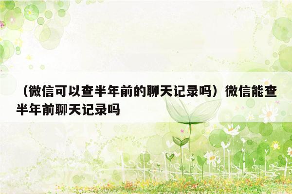 （微信可以查半年前的聊天记录吗）微信能查半年前聊天记录吗