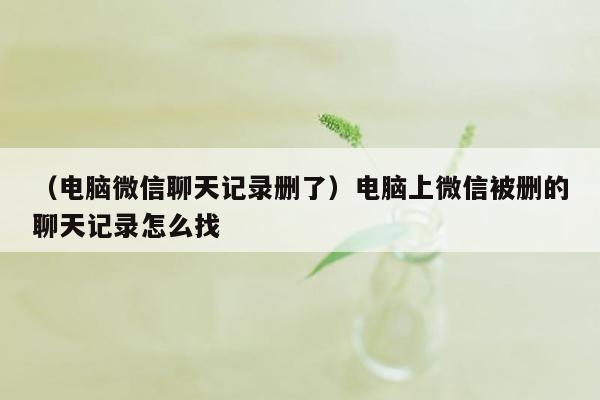 （电脑微信聊天记录删了）电脑上微信被删的聊天记录怎么找