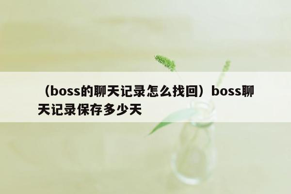 （boss的聊天记录怎么找回）boss聊天记录保存多少天