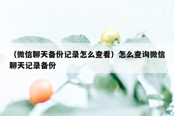 （微信聊天备份记录怎么查看）怎么查询微信聊天记录备份