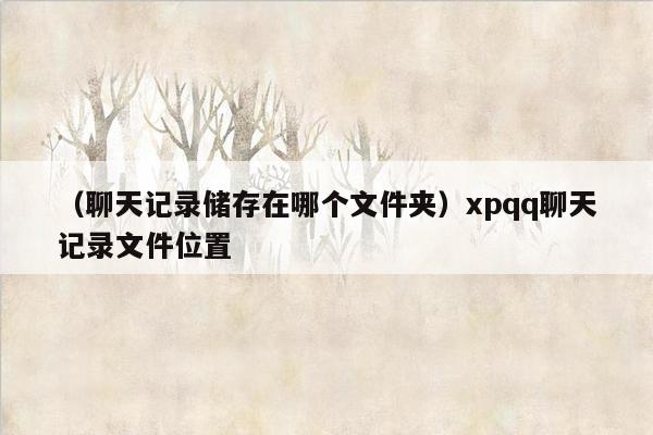 （聊天记录储存在哪个文件夹）xpqq聊天记录文件位置