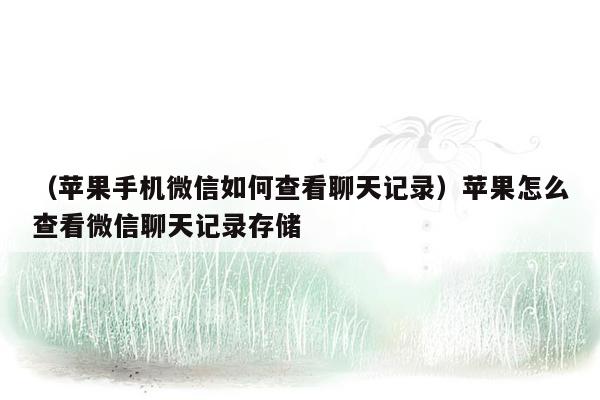 （苹果手机微信如何查看聊天记录）苹果怎么查看微信聊天记录存储