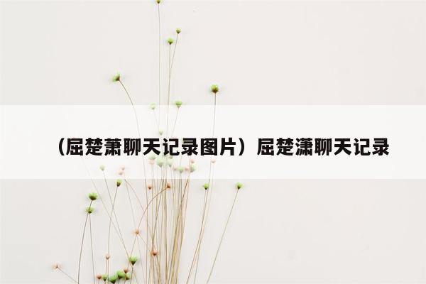 （屈楚萧聊天记录图片）屈楚潇聊天记录