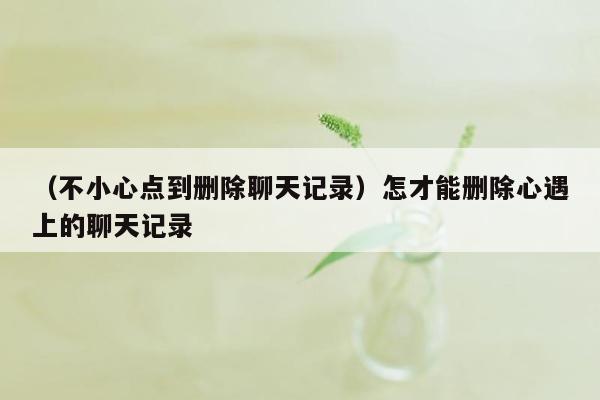 （不小心点到删除聊天记录）怎才能删除心遇上的聊天记录