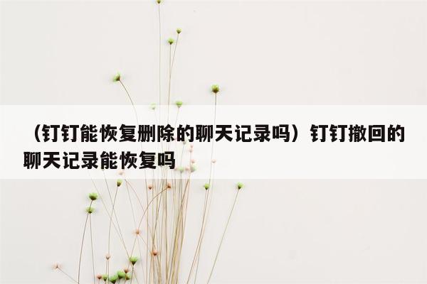 （钉钉能恢复删除的聊天记录吗）钉钉撤回的聊天记录能恢复吗