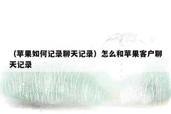 （苹果如何记录聊天记录）怎么和苹果客户聊天记录