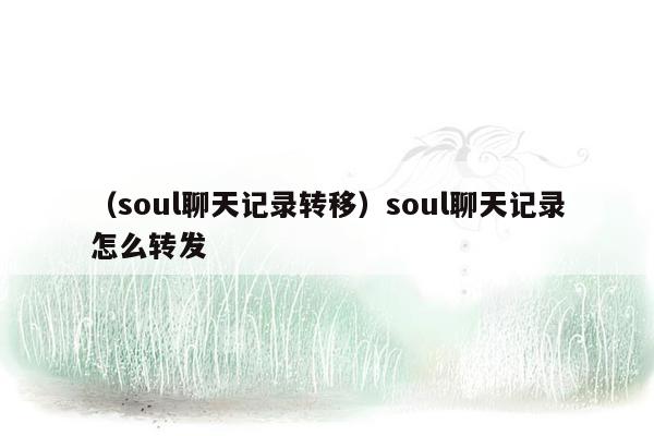 （soul聊天记录转移）soul聊天记录怎么转发