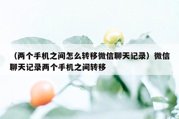 （两个手机之间怎么转移微信聊天记录）微信聊天记录两个手机之间转移