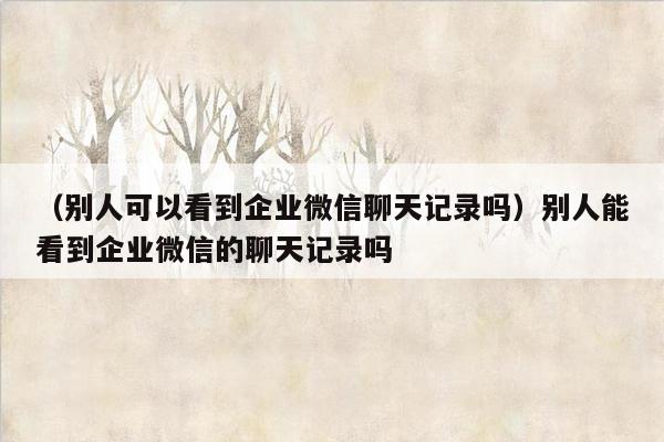 （别人可以看到企业微信聊天记录吗）别人能看到企业微信的聊天记录吗