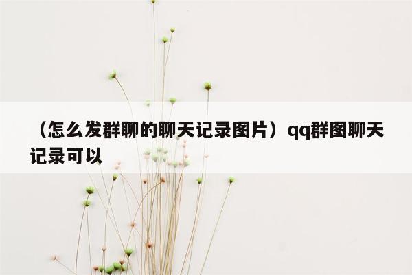 （怎么发群聊的聊天记录图片）qq群图聊天记录可以