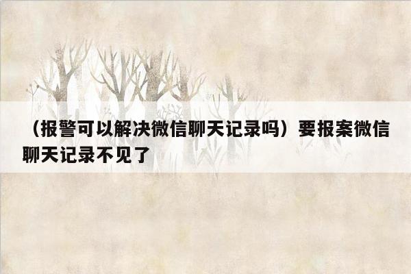 （报警可以解决微信聊天记录吗）要报案微信聊天记录不见了