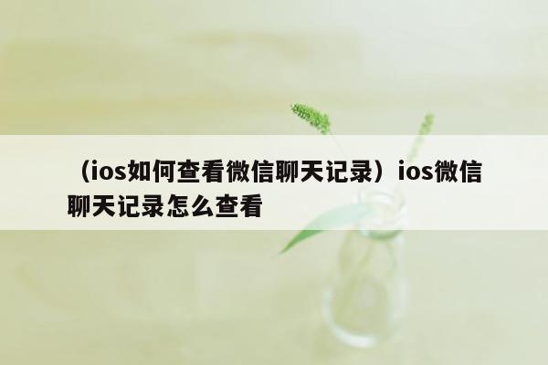 （ios如何查看微信聊天记录）ios微信聊天记录怎么查看