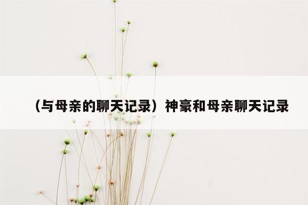 （与母亲的聊天记录）神豪和母亲聊天记录