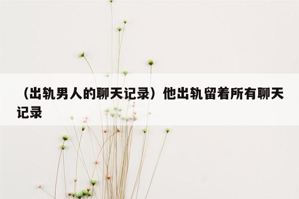 （出轨男人的聊天记录）他出轨留着所有聊天记录