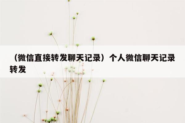 （微信直接转发聊天记录）个人微信聊天记录转发