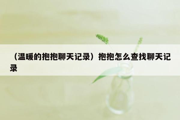 （温暖的抱抱聊天记录）抱抱怎么查找聊天记录