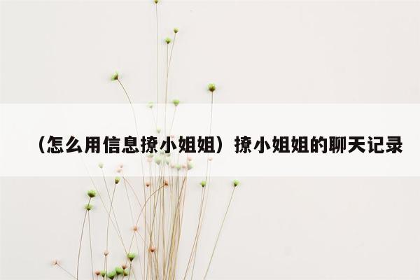 （怎么用信息撩小姐姐）撩小姐姐的聊天记录