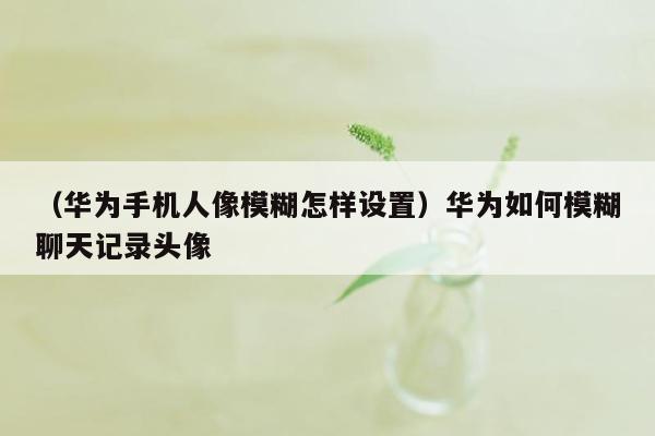 （华为手机人像模糊怎样设置）华为如何模糊聊天记录头像