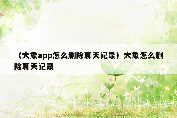 （大象app怎么删除聊天记录）大象怎么删除聊天记录