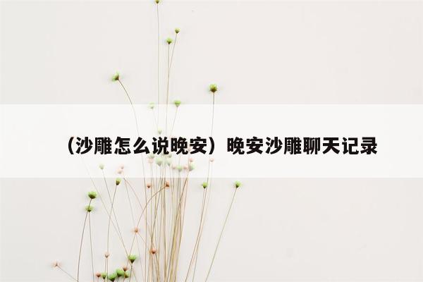 （沙雕怎么说晚安）晚安沙雕聊天记录