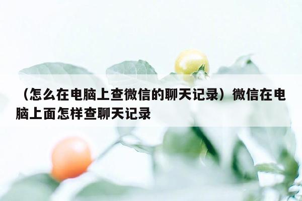 （怎么在电脑上查微信的聊天记录）微信在电脑上面怎样查聊天记录