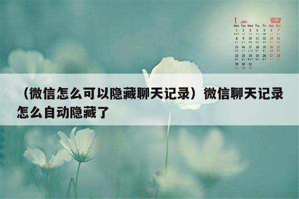 （微信怎么可以隐藏聊天记录）微信聊天记录怎么自动隐藏了