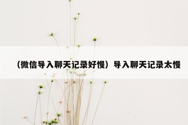 （微信导入聊天记录好慢）导入聊天记录太慢