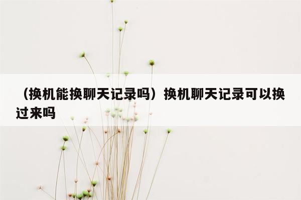 （换机能换聊天记录吗）换机聊天记录可以换过来吗