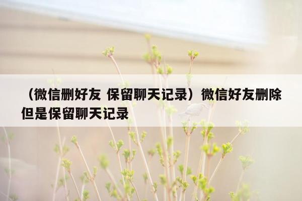 （微信删好友 保留聊天记录）微信好友删除但是保留聊天记录