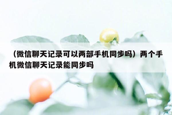 （微信聊天记录可以两部手机同步吗）两个手机微信聊天记录能同步吗